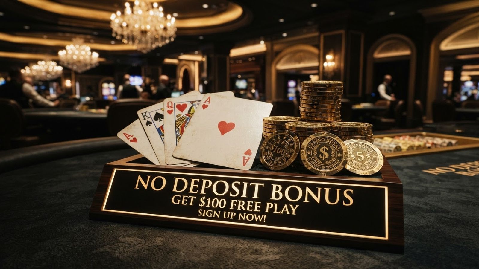 Cartes de jeu et pièces symbolisant un bonus gratuit