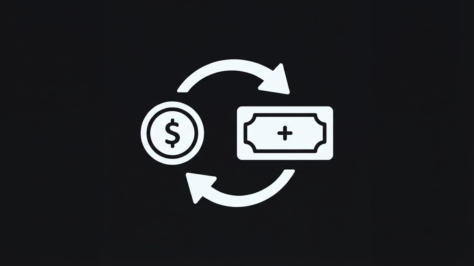 Icône d'échange entre pièces et billets